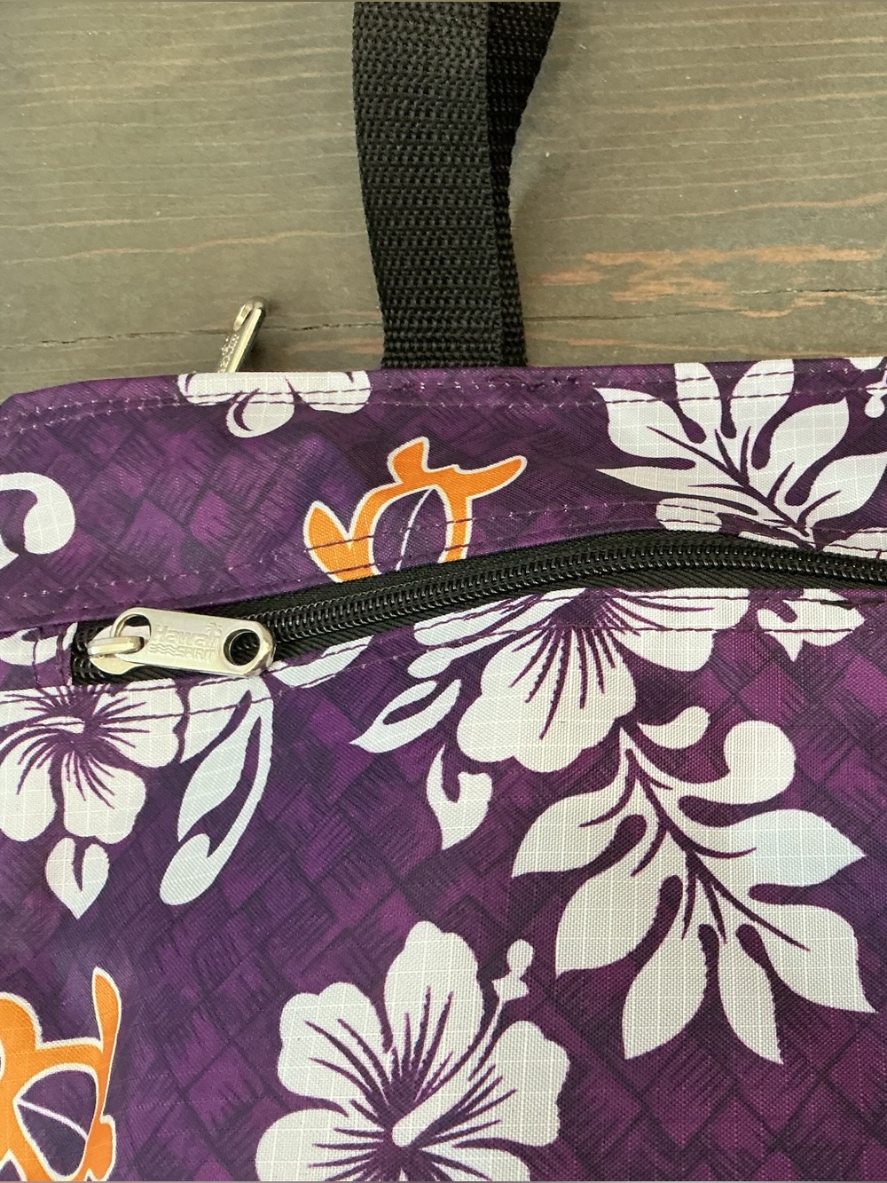 NWOT Hawaii Spirit J.Y. Trading Co Purple Honu Lauhala Single Zipper Tote - Picture 8 of 10